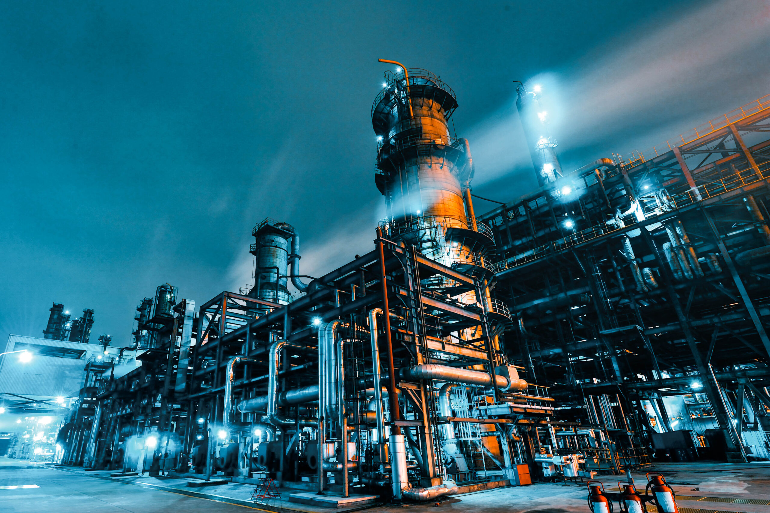Oil Refinery, Chemical & Petrochemical plant Oil Refinery, Chemical & Petrochemical plant abstract at night.